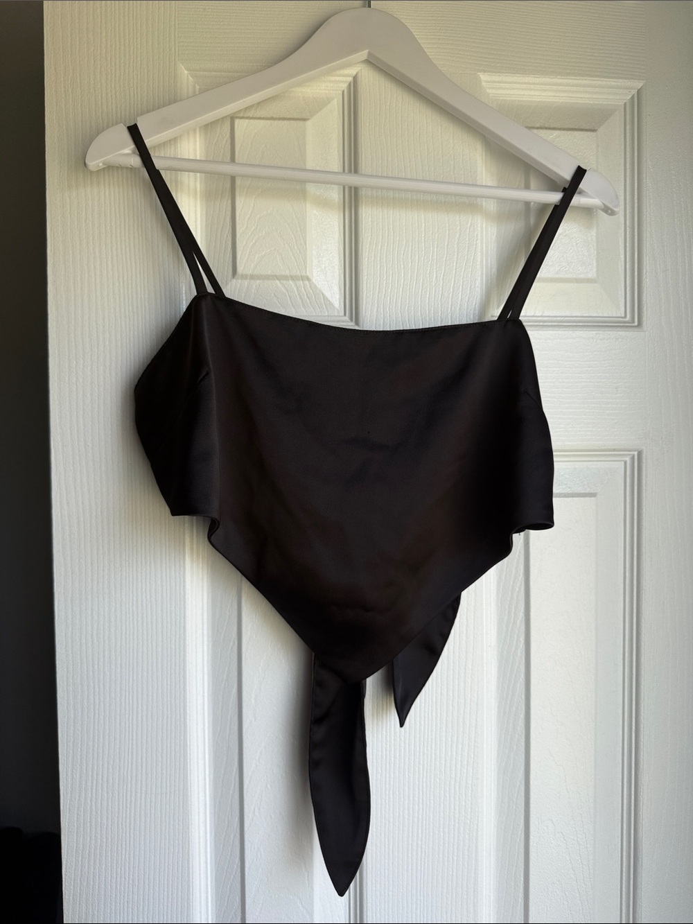 Forever 21 Black Satin Handkerchief Hem Cami